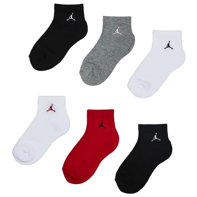 Jordan Kids Ankle 6 Pack Unisex Socks - Red