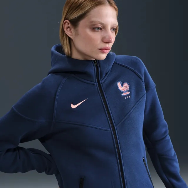 FFF Tech Windrunner Women's Nike Football Fleece Full-Zip Hoodie - Blue - Sustainable Materials