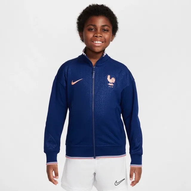 France Academy Pro Older Kids' Nike Dri-FIT Football Anthem Jacket - Blue - Recycled Polyester