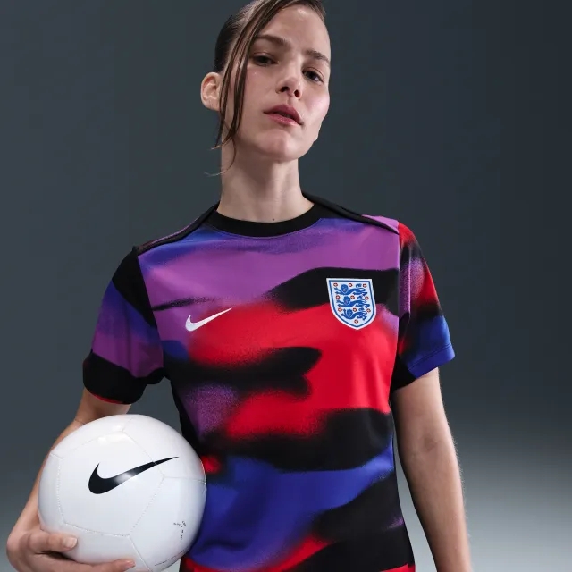 England Academy Pro Women's Nike Dri-FIT Football Pre-Match Short-Sleeve Top - Blue - Recycled Polyester