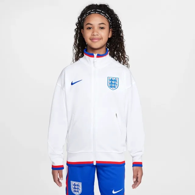 England Academy Pro Home Older Kids' Nike Dri-FIT Football Anthem Jacket - White - Recycled Polyester