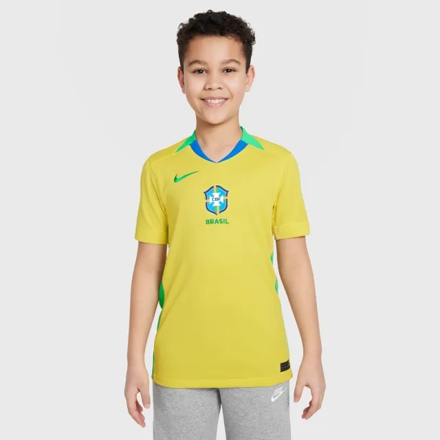 Brazil 2025 Stadium Home (Women's Team) Big Kids' Nike Dri-FIT Soccer Replica Jersey - Yellow - Polyester