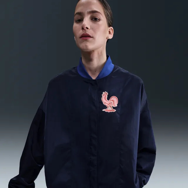 FFF Women's Nike Air Oversized Woven Bomber Jacket - Blue - Nylon