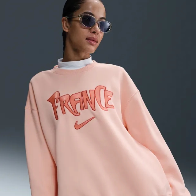 France Phoenix Fleece Women's Nike Football Oversized Crew-Neck Sweatshirt - Pink - Cotton/Polyester