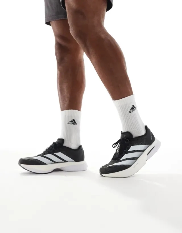 Adidas Performance Adizero Boston 13 Eqt Shoes In Core Black / Cloud White / Gre