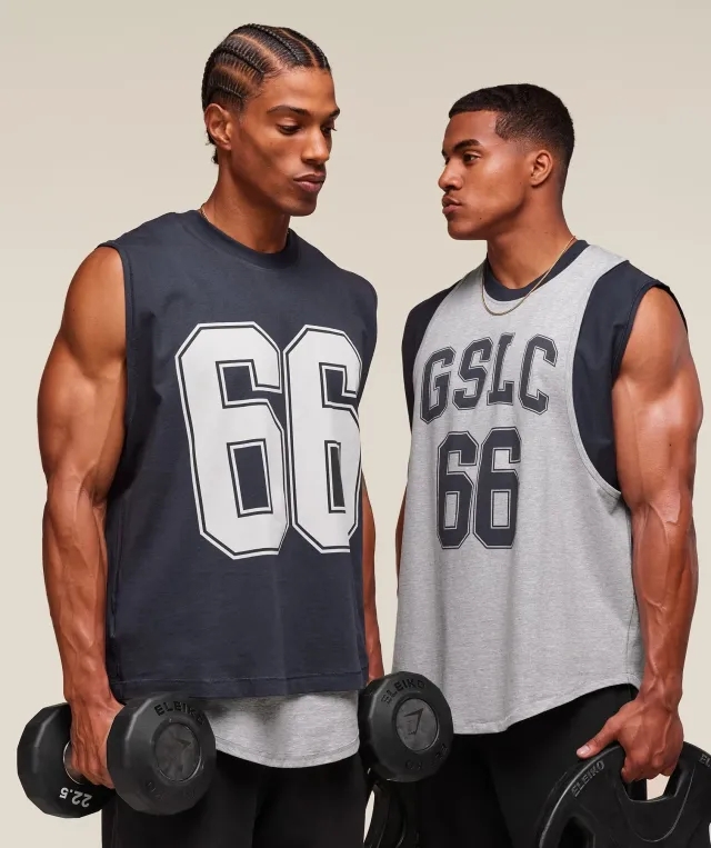  GSLC 2in1 Reversible Tank - Light Grey Core Marl/Heavy Blue