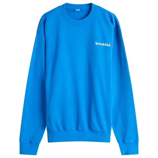 Sporty & Rich Women's Health is Wealth Crew Sweatshirt Paris Blue
