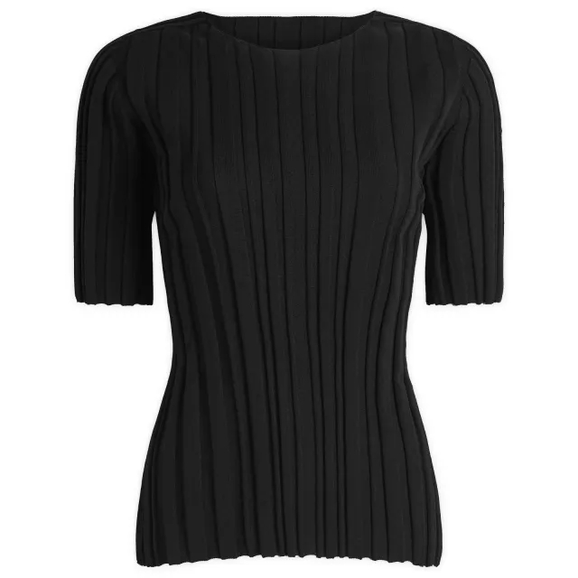 Pleats Please Issey Miyake Women's Rib Knit T-Shirt Black
