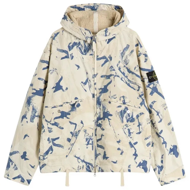Stone Island Men's Scan Camo Stretch Ripstop-OVD Short Parka Desert