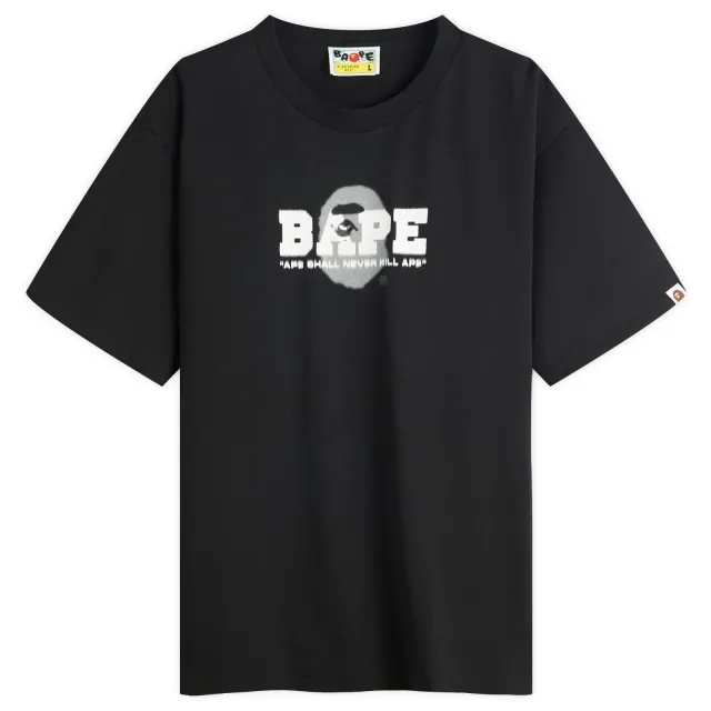 A Bathing Ape Men's Graffiti Logo Relaxed Fit Tee Black