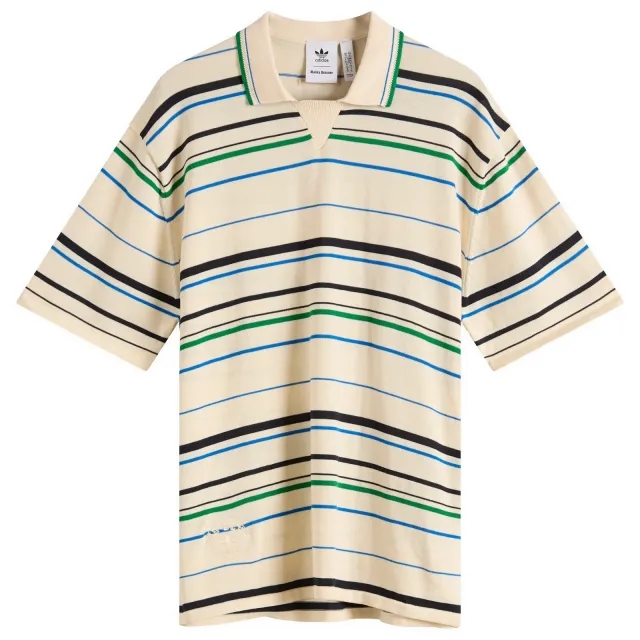 Adidas x Wales Bonner Knit Polo Shirt White/Green/Bluebird