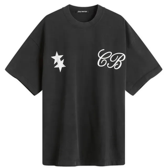 Cole Buxton Men's Cursive 2 Star T-Shirt Vintage Black