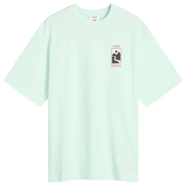 Casablanca Men's Sunset Valley Screen Printed Oversized T-Shirt Green