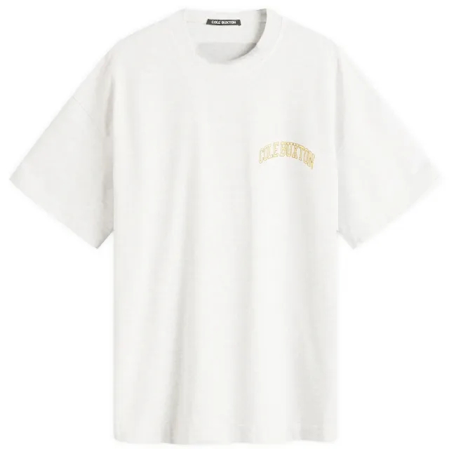 Cole Buxton Men's Yellow Arc T-Shirt Light Grey Marl