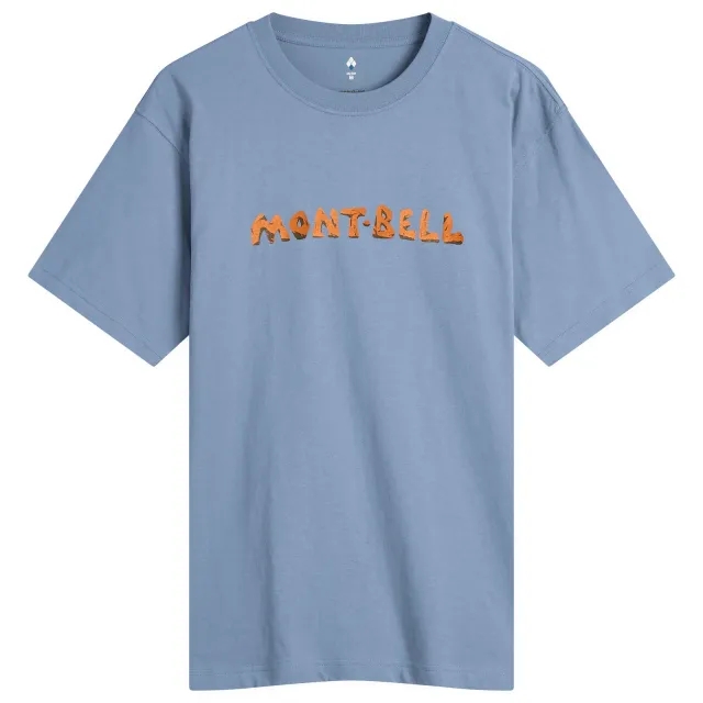 Montbell Men's Rock Logo Wickron T-Shirt Blue