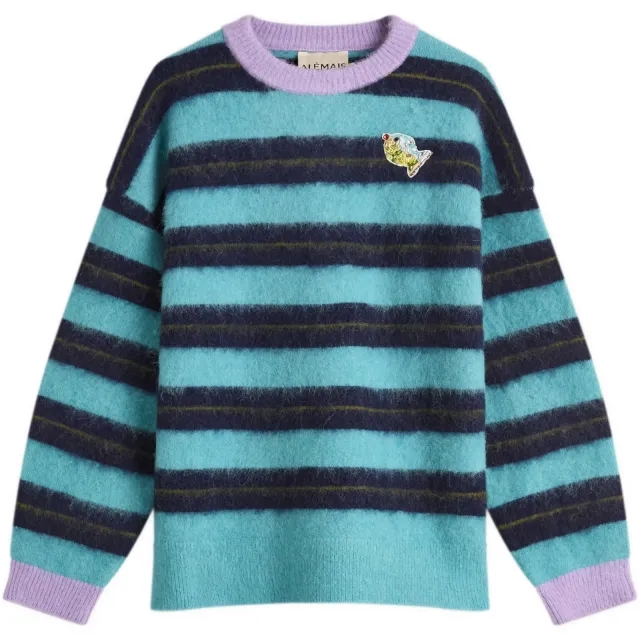 ALÉMAIS Women's Domenica Teal Stripe Sweater