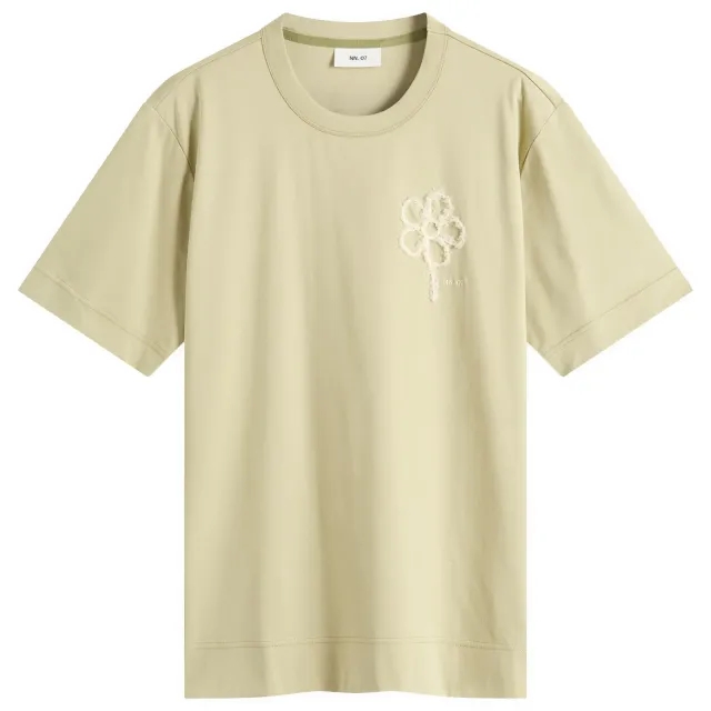 NN07 Men's Pedro Embroidered Flower T-Shirt Sage Green