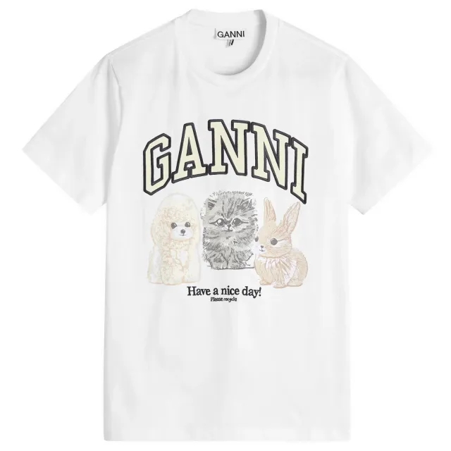 GANNI Women's Basic Cotton Jersey Animals Relaxed T-Shirt Bright White