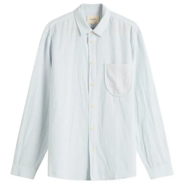 Folk Men's Contrast Pocket Shirt Soft Blue