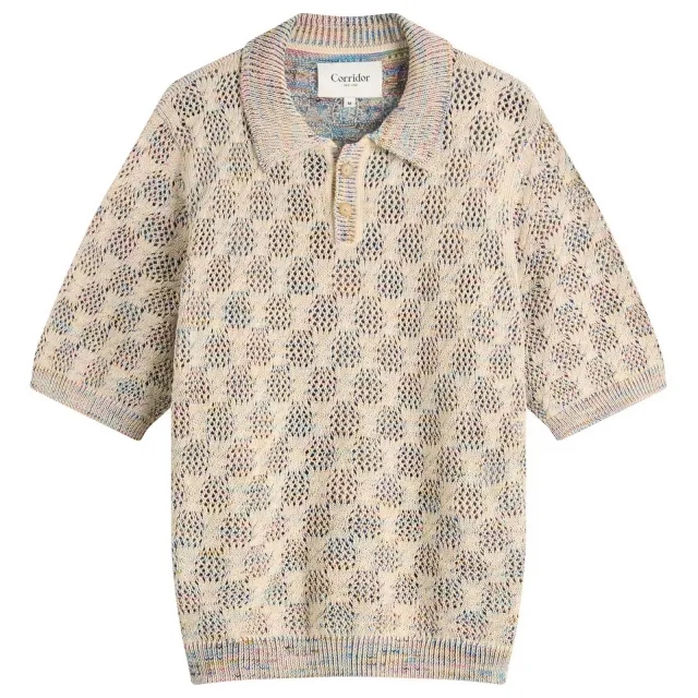 Corridor Men's Cable Knit Polo Shirt Neutrals