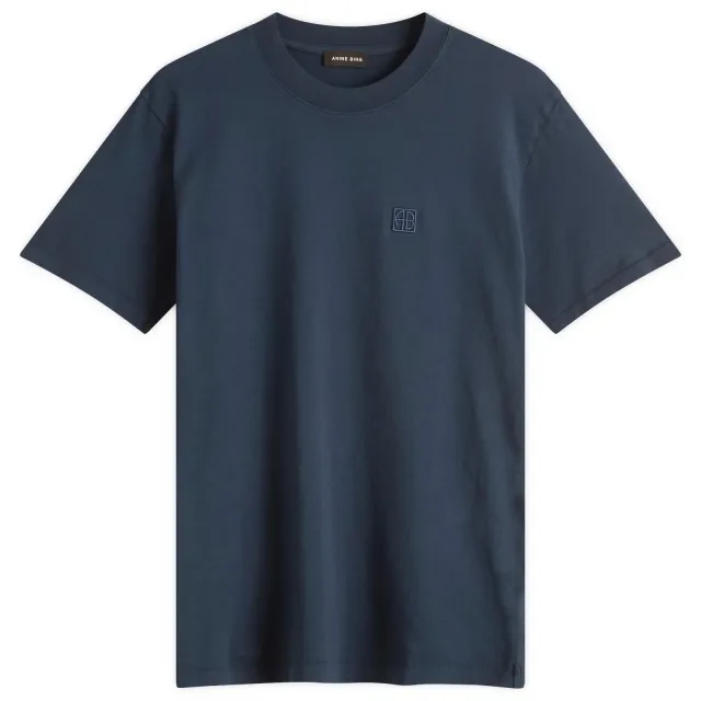 Anine Bing Women's Lili Framed Monogram T-Shirt Washed Navy