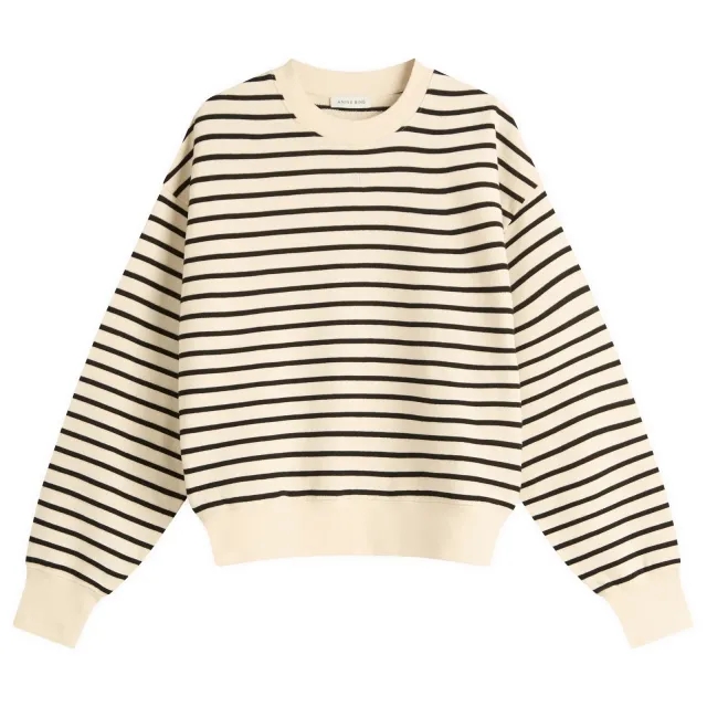 Anine Bing Women's Dean Stripe Sweatshirt Black Stripe French Terry