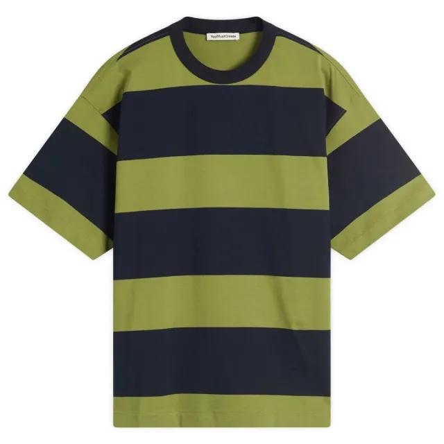 YMC Men's Triple Stripe T-Shirt Navy&Green