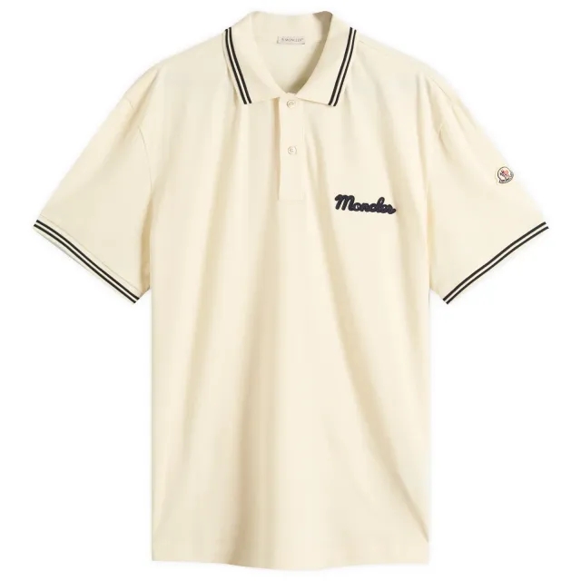 Moncler Men's Short Sleeve Logo Polo White