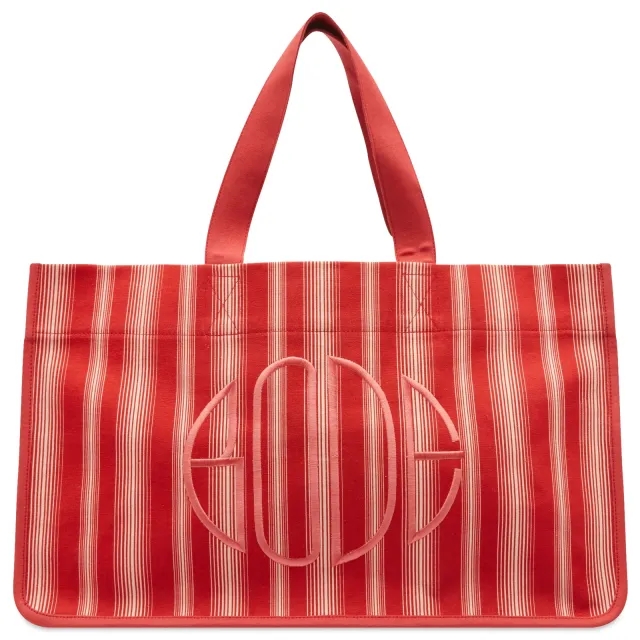 Bode Women's Parasol Stripe Tote Rdwht
