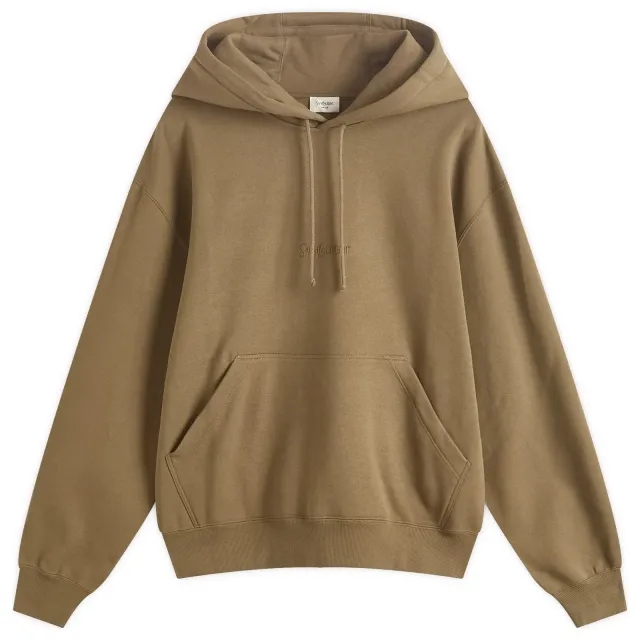 Saint Laurent Men's Tonal Vintage Logo Hoodie Khaki