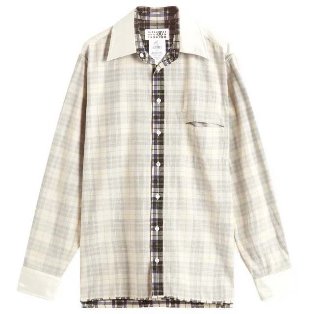 MM6 Maison Margiela Men's Reversible Plaid Check Shirt Black/White