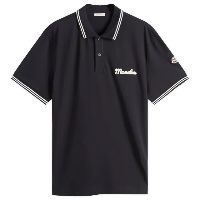Moncler Men's Short Sleeve Logo Polo Navy
