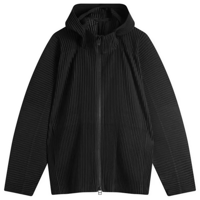 Homme Plissé Issey Miyake Men's Pleated Zip Hoody Black