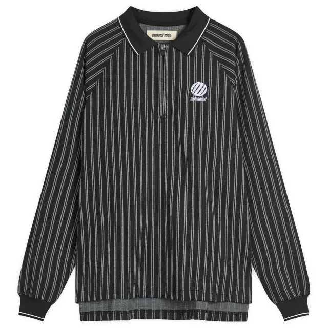 Metalwood Studio Men's Ribbed Long Sleeve Polo Black