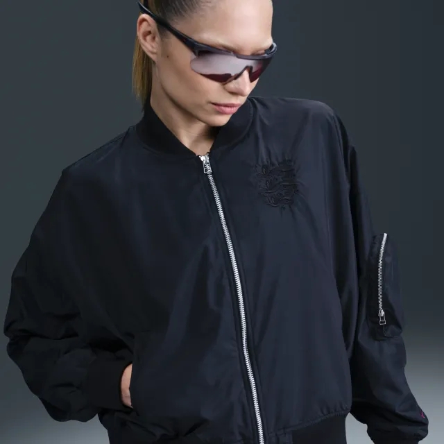 England Essential Women's Nike Football Oversized Bomber - Black - Polyester