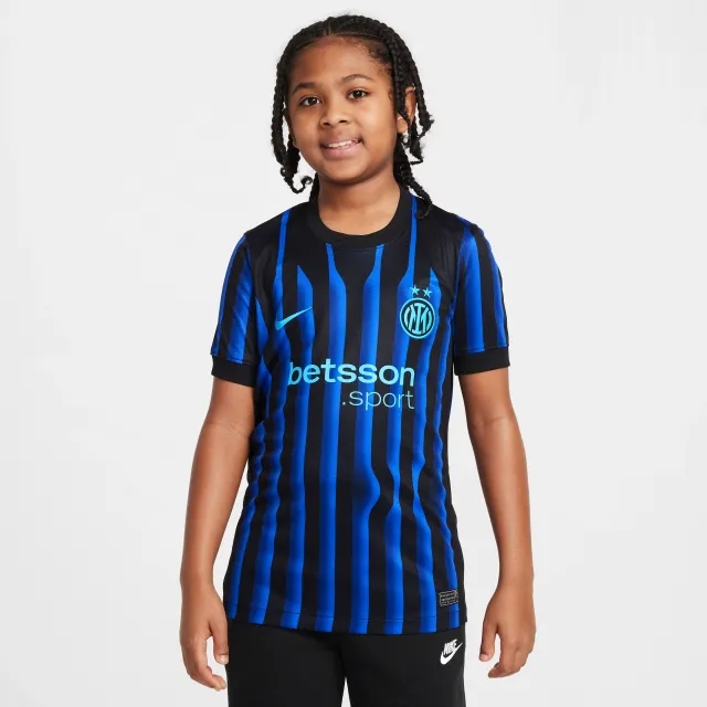 Inter Milan 2025/26 Stadium Home Older Kids' Nike Dri-FIT Football Replica Shirt - Blue - Polyester