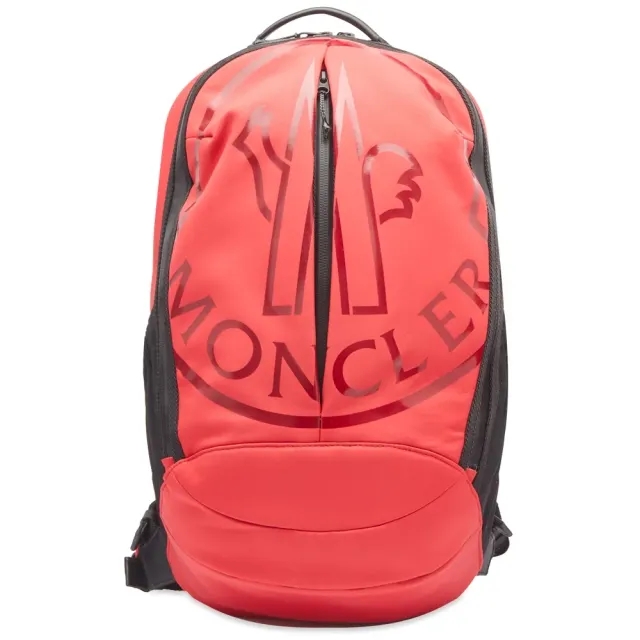 Moncler Men's Cut Logo Backpack Red