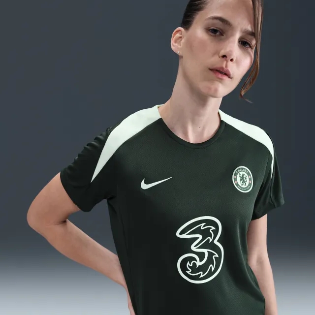 Chelsea F.C. Strike Women's Nike Dri-FIT Football Short-Sleeve Top - Green - Sustainable Materials