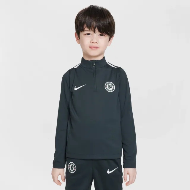 Chelsea F.C. Academy Pro Younger Kids' Nike Dri-FIT Football Drill Top - Green - Sustainable Materials