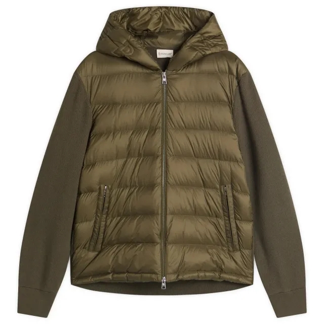 Moncler Men's Hybrid Zip Through Hooded Jacket Green