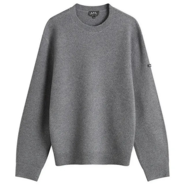 A.P.C. Men's Thomas Wafle Knit Jumper Heathered Anthracite
