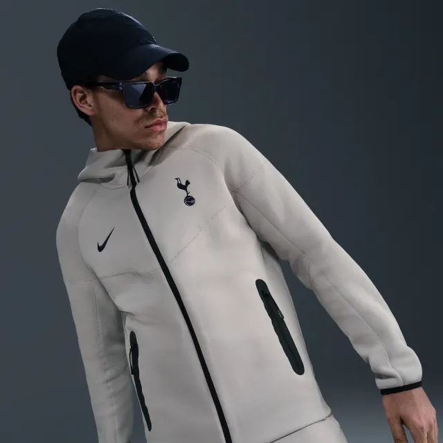 Tottenham Hotspur Tech Windrunner Men's Nike Football Fleece Full-Zip Hoodie - Grey - Cotton/Polyester