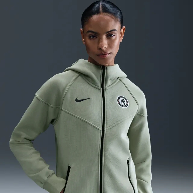 Chelsea F.C. Tech Windrunner Women's Nike Football Fleece Full-Zip Hoodie - Green - Cotton/Polyester
