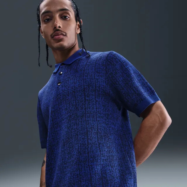 FFF Club Men's Nike Football Knit Polo - Blue - Polyester/Rayon