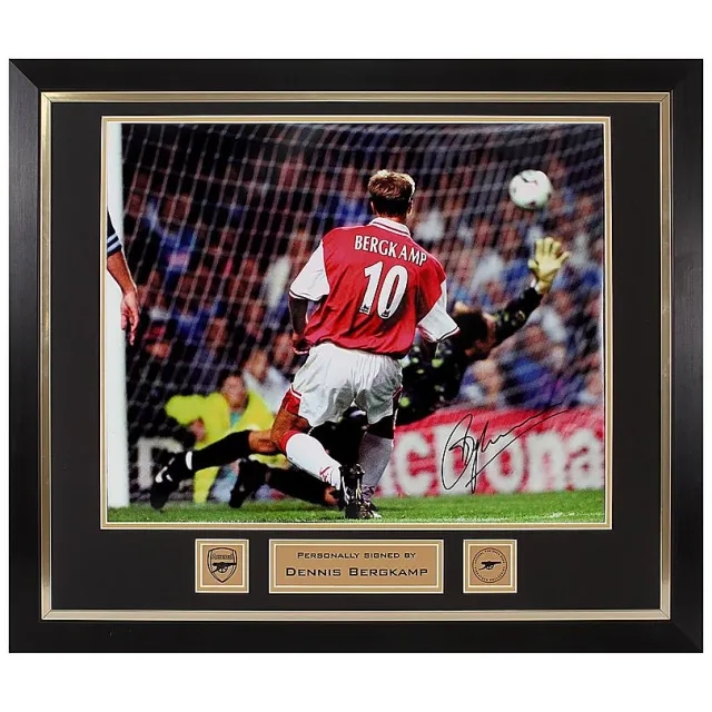 Arsenal Framed Signed Bergkamp v Leicester Goal Print, Multicolor
