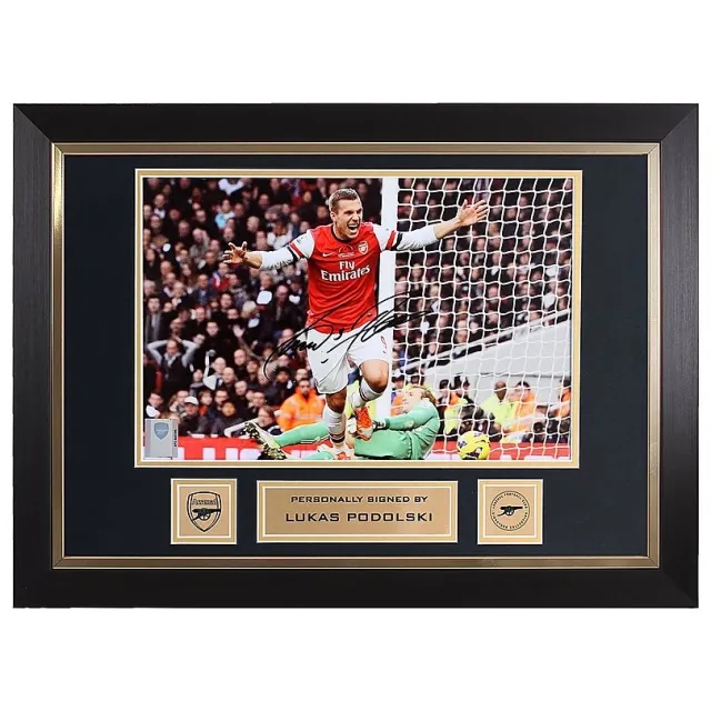 Arsenal Framed Signed Lukas Podolski Print, Multicolor