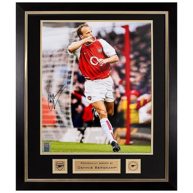 Arsenal Framed Signed Bergkamp Kissing Hand Print, Multicolor
