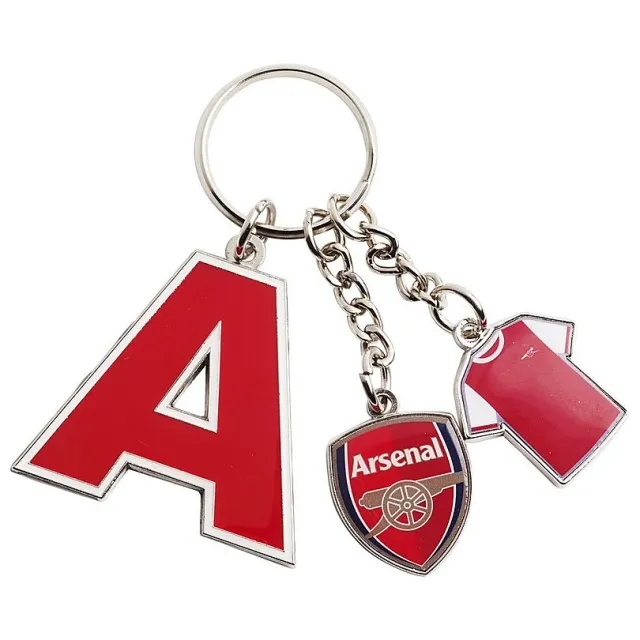 Arsenal Personalised Initial Charm Keyring, Multicolor
