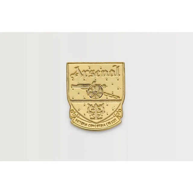 Arsenal 18ct Gold Plated Silver Retro Crest Pin Badge, Multicolor
