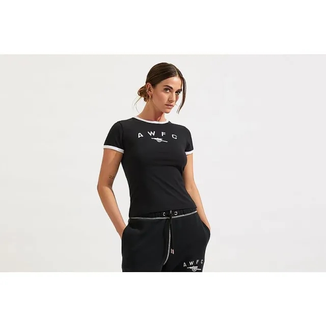 Arsenal AWFC Womens Black Baby Tee, Multicolor